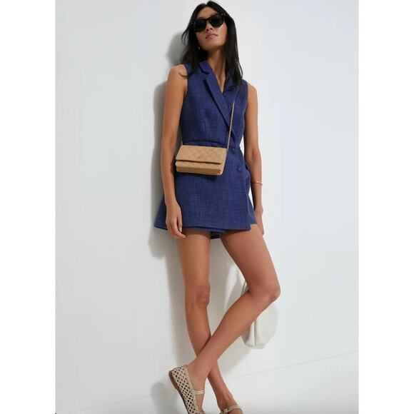 Tuckernuck Pomander Place Navy Tweed Campbell Romper Sz XS - Picture 3 of 7